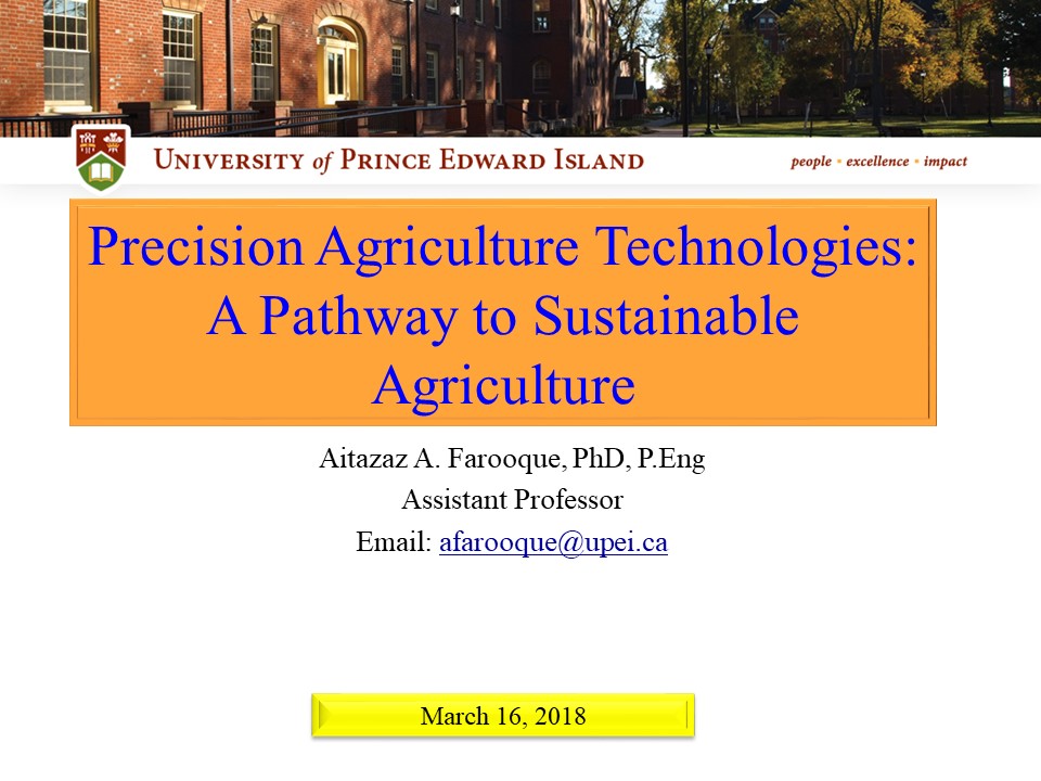 Seminar Presentations Precision Agriculture Research Program Dalhousie University